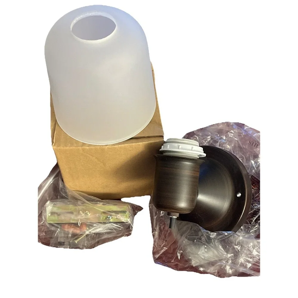 Portfolio 1-Light Oil-Rubbed Bronze Wall Sconce Light‎ w/Frosted Glass 1314216